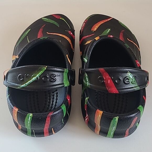 Crocs At Work Bistro Graphic Black Multi Colored Peppers Work Clogs Mules Size 6 - Picture 7 of 16